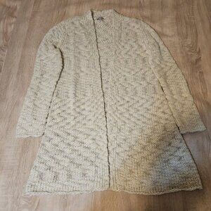 J Jill Womens Size Xs Cream Nuby Knit Open Front Cardigan Sweater Alpaca Wool